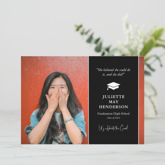 Simple Afstuderen Photo Afstuderen Aankondiging (Staand voorkant)