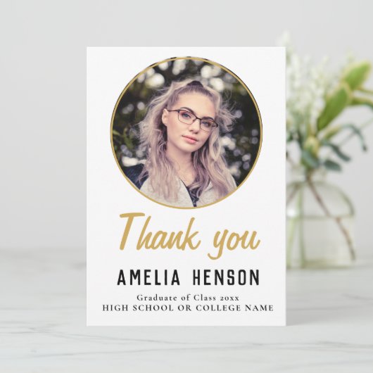 Simple Afstuderen Photo Afstuderen Bedankkaart (Staand voorkant)