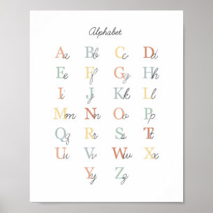 Simple Alphabet Chart Illustration Classroom Decor Poster