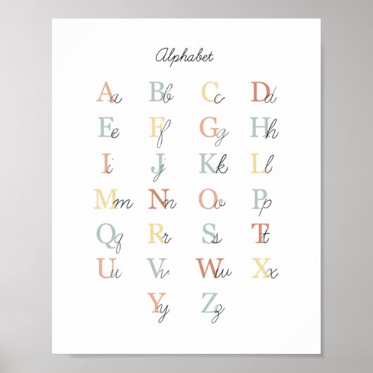 Simple Alphabet Chart Illustration Classroom Decor Poster (Voorkant)