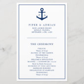 Simple Anchor Monogram Nautical Wedding Programme (Voorkant)