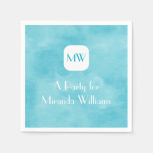 Simple and Chic Aqua Turquoise Monogram met naam Servetten