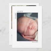 Simple and Chic Baby Photo Name and Date of Birth Aankondiging (Voorkant / Achterkant)
