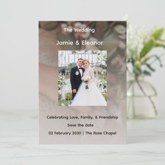 Simple and Class Weeding Invitation Kaart (Staand voorkant)