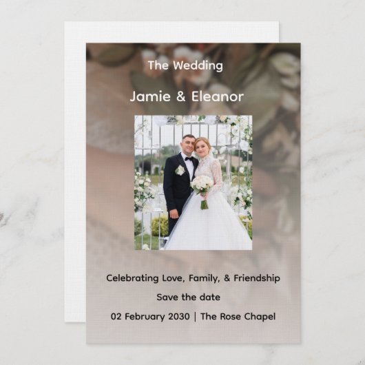 Simple and Class Weeding Invitation  Kaart (Voorkant / Achterkant)