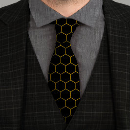  Simple and elegant honeycomb pattern yellow black Stropdas