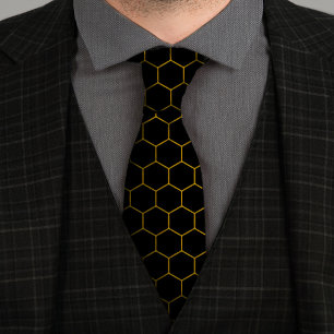  Simple and elegant honeycomb pattern yellow black Stropdas