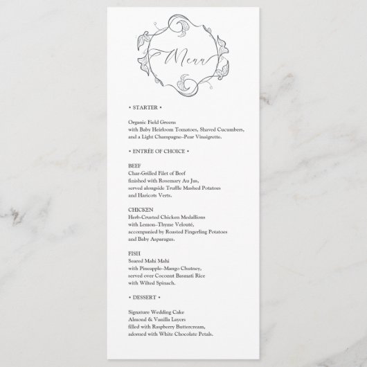 Simple and Elegant Minimalist Wedding Dinner Menu (Voorkant)