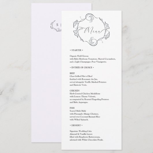 Simple and Elegant Minimalist Wedding Dinner Menu (Voorkant / Achterkant)