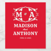 Simple and Elegant Sage Monogram Wedding Wijn Etiket (Enkel label)