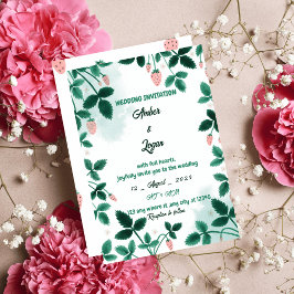Simple and elegant strawberry wedding uitnodiging