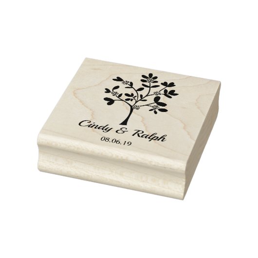 Simple and Elegant Tree with Roses and Leaves Rubberstempel (Stempel)