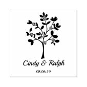 Simple and Elegant Tree with Roses and Leaves Rubberstempel (Afrduk)