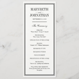 Simple and Elegant Wedding Ceremonony Program Programmakaart