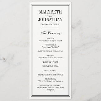 Simple and Elegant Wedding Ceremonony Program Programmakaart