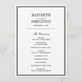 Simple and Elegant Wedding Ceremony Program Kaart