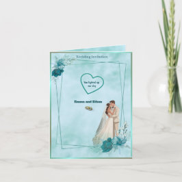 Simple and elegant wedding invitation in Sky Blue