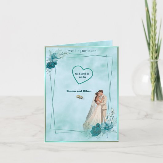 Simple and elegant wedding invitation in Sky Blue (Voorkant)