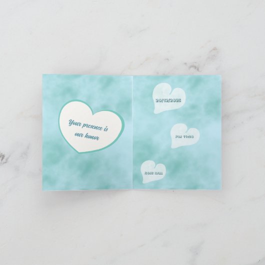 Simple and elegant wedding invitation in Sky Blue (Binnen)