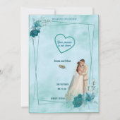Simple and elegant wedding invitation in Sky Blue Kaart (Voorkant)