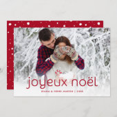 Simple and Fun Red | Joyeuze Noel Christmas Photo Feestdagenkaart (Voorkant / Achterkant)