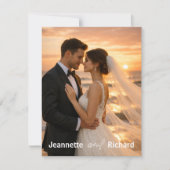 Simple and Minimalist Romantic Sunset Beach Vows  RSVP Kaartje (Voorkant)