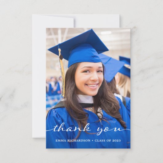 Simple and Stylish | Modern Two Photo Graduation Bedankkaart (Voorkant)