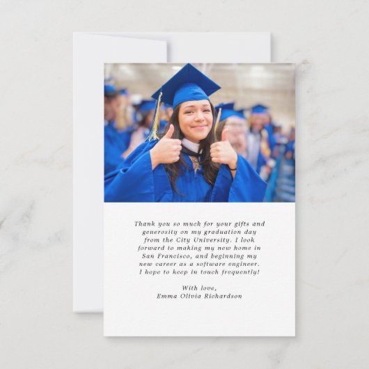 Simple and Stylish | Modern Two Photo Graduation Bedankkaart (Achterkant)