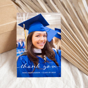 Simple and Stylish   Modern Two Photo Graduation Bedankkaart