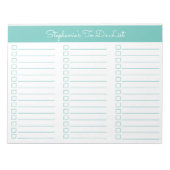 Simple Aqua 8.5x11 Three Column Checklist Notitieblok (Voorkant)