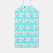 Simple Aqua Blue en White Bow Pattern Label Cadeaulabel (Achterkant)
