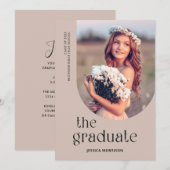 Simple Arch Dusty Roos Photo Graduparty Kaart (Voorkant / Achterkant)