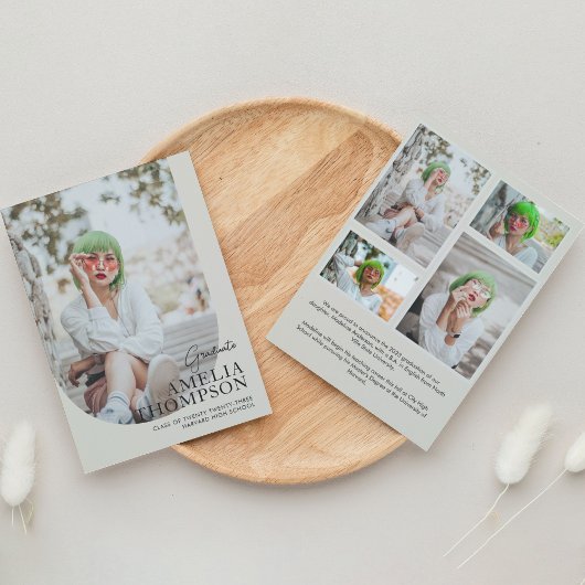 Simple Arch Light Beige Photo Collage Afstuderen Aankondiging