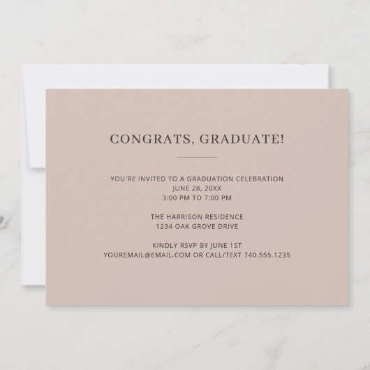 Simple Arch Photo Faded Blush Graduparty Kaart (Achterkant)