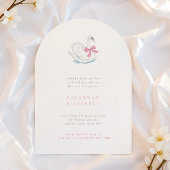 Simple Arch Swan & Pink Bow Girls Birthday Party Kaart