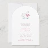 Simple Arch Swan & Pink Bow Girls Birthday Party Kaart (Voorkant)