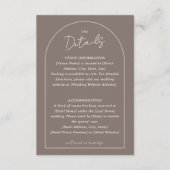 Simple Arched Border Wedding Custom Details Taupe Informatiekaartje (Voorkant)