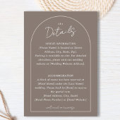 Simple Arched Border Wedding Custom Details Taupe Informatiekaartje