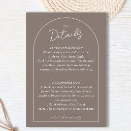 Simple Arched Border Wedding Custom Details Taupe Informatiekaartje