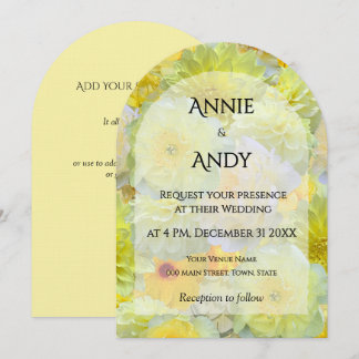 Simple Arched Die-Cut Yellow Floral Wedding Kaart