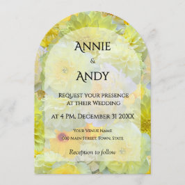 Simple Arched Die-Cut Yellow Floral Wedding Kaart