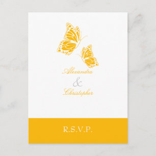 Simple Aurora Yellow Butterfly RSVP 2 Uitnodiging Briefkaart