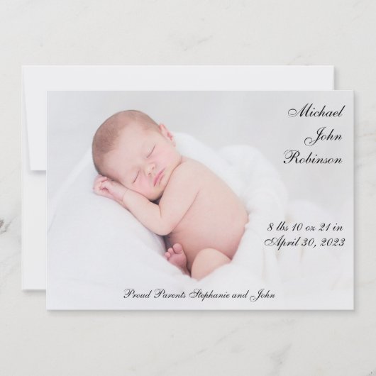 Simple Baby Birth Announding Foto Aankondiging (Voorkant)