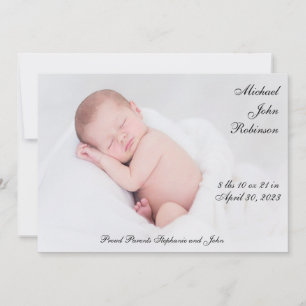 Simple Baby Birth Announding Foto Aankondiging