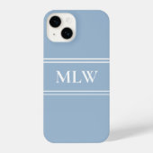 Simple Baby Blue en White Monogramed iPhone Hoesje (Achterkant)