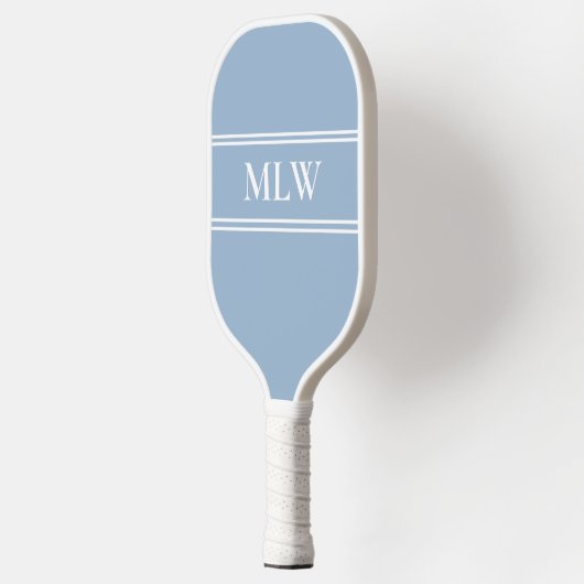 Simple Baby Blue en White Monogramed  Pickleball Paddle (Links)