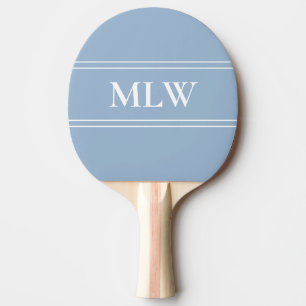 Simple Baby Blue en White Monogramed Tafeltennisbatje