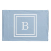 Simple Baby Blue en White Monogramm Kussensloop (Achterkant)