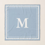 Simple Baby Blue met White Monogram Scarf Sjaal<br><div class="desc">Een babyblauwe sjaal heeft een wit monogram in het midden. U kunt de brief veranderen om het correcte initiaal te shows. Twee witte vierkantjes vormen de grens van de sjaal.</div>