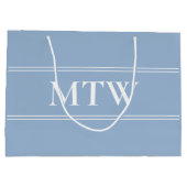 Simple Baby Blue met wit monogram Groot Cadeauzakje (Achterkant)